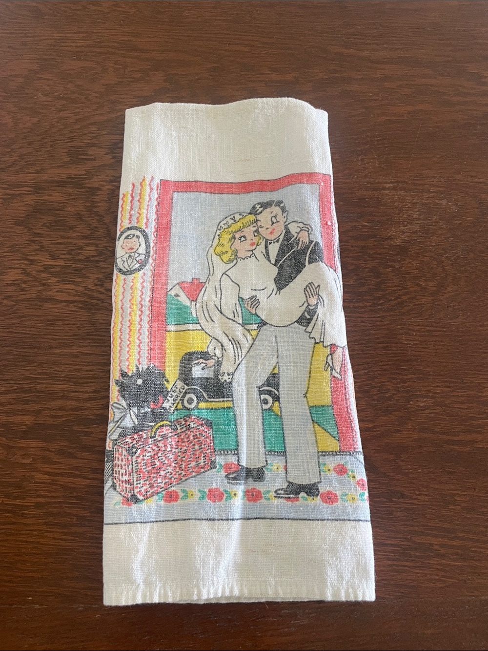 Vintage tea towel 40’s to 50’s - just married towel